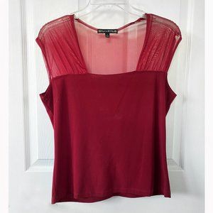 “Suzie in the City” Size Large “U”-necked raspberry- color sleeveless top